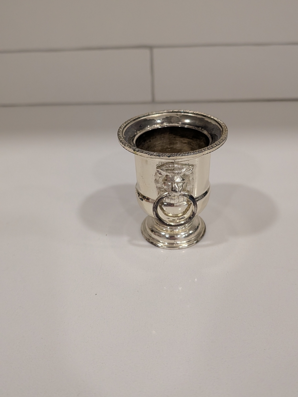 Silver Lion-Head Toothpick Holder